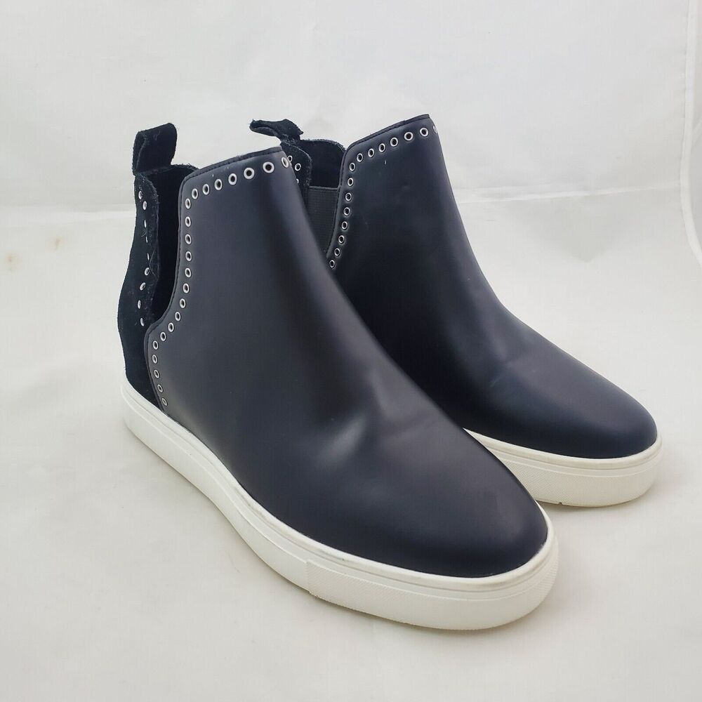 Chelsea & Violet Bootie Sneakers Women's 7.5 Black CV Milo Leather Slip On